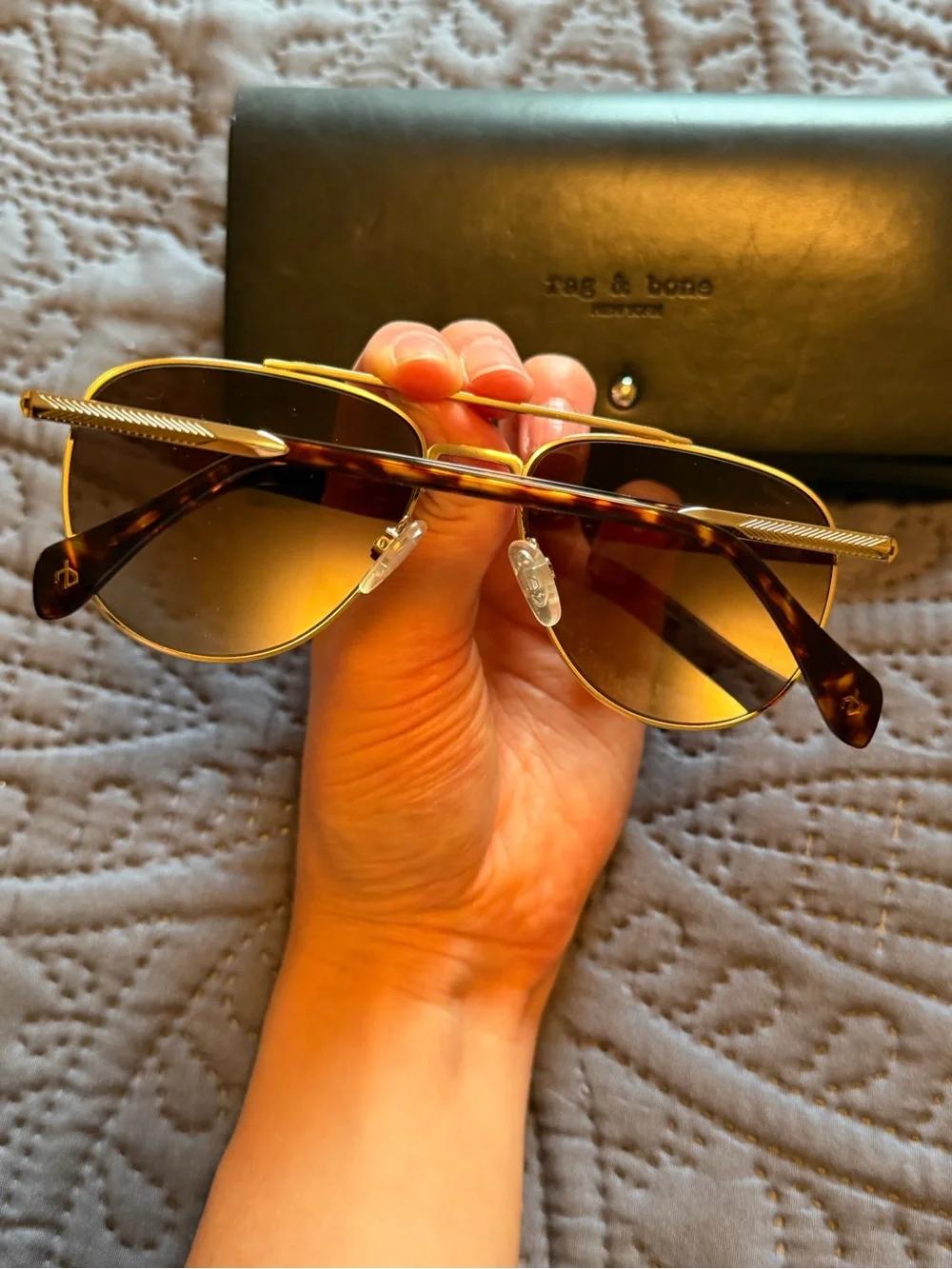 Rag & Bone Polarized Aviator Sunglasses with Brown Lenses